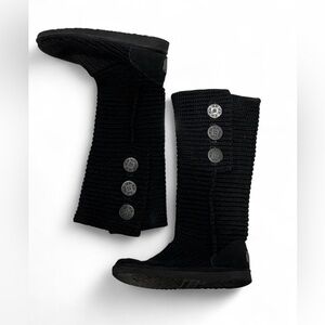 UGG Australia Women's Classic Cardy knit boots in black.